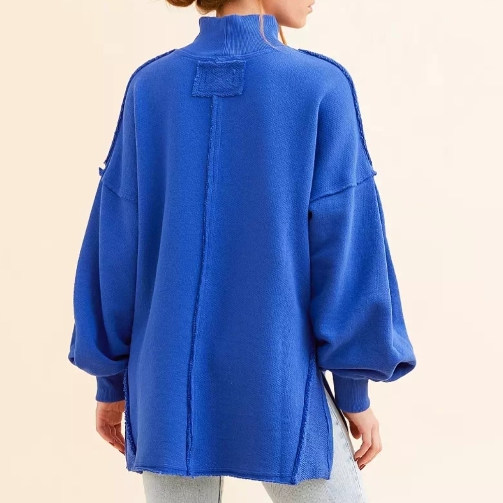 We The Free Blue Relaxed Oversized Sweatshirt, XSMALL - Picture 3 of 8